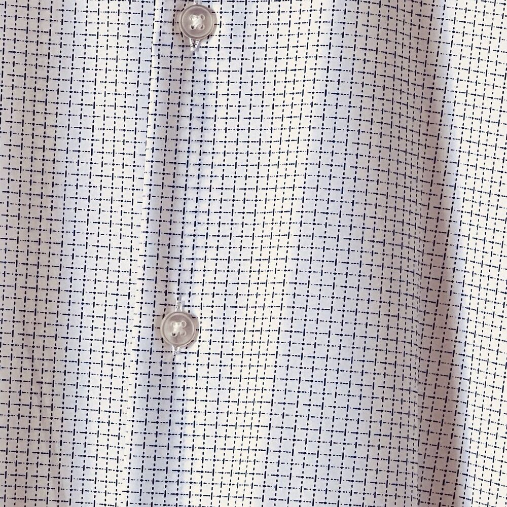 Calvin Klein Slim Fit Button Down Shirt XXL B/W Check 4 Way Stretch Long Sleeves